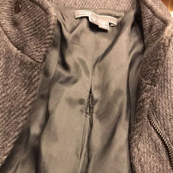 Vince gray wool twill back pleat zip up jacket - Picture 8 of 8